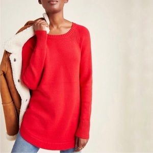 ANTHROPOLOGIE REBEKAH Knit Tunic Sweater Red
